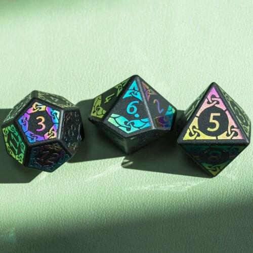 Cusdie Set of 7 Handmade Colorful Obsidian Dice, 16mm Polyhedral Stone Dice Set with Leather Box, DND Dices for Collection