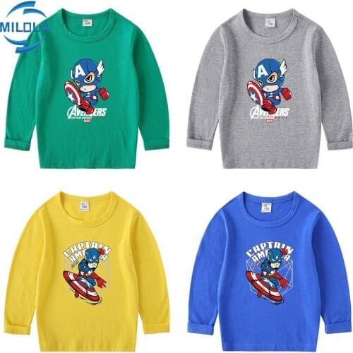 Avenger Captain America Baby Boys Shirts 2021 Autumn Tops T shirts Kids Cartoon Tee Children t shirts Long Sleeve Cotton Shirts