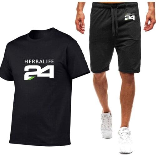 HERBALIFE 24 2021 New Summer Polo Shirts Short Sleeve Shorts Suit Male Cotton Tops Casual Sport T-Shirts Casual Tee