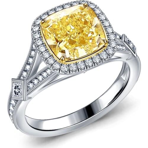 Huitan Bright Yellow Zircon Ring for Female Elegant Dance Party Accessories Wedding Anniversary Gift Women Rings Fashion Jewelry