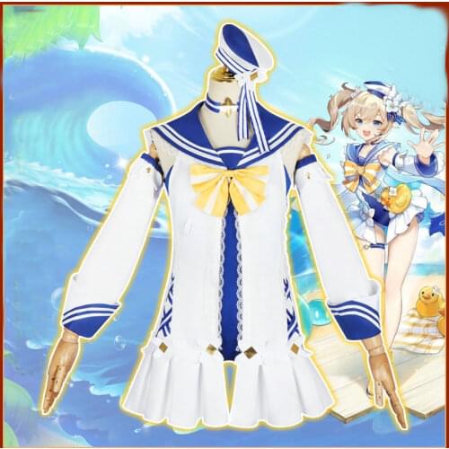 Game Genshin Impact Barbara Page Swimsuit Swimwear Swimming Clothing Cosplay Costume Halloween