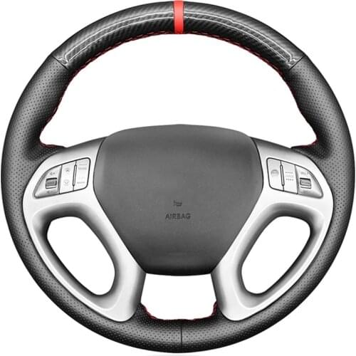 Black Carbon Fiber Artificial Leather Car Steering Wheel Cover for Hyundai ix35 2010-2016 Tucson 2 2010 2011 2012 2013 2014 2015