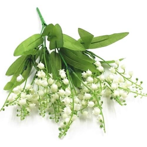 5Pcs Artificial Wedding Party office Home Garden Decoration Flower Realistic Lily Of The Valley Plastic White 7-pitch Bellflower