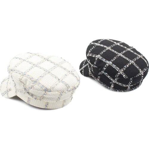 Navy Hat Womens Autumn New Style Retro Newsboy Hat Korean version of the Wild literary leisure flat top Caps