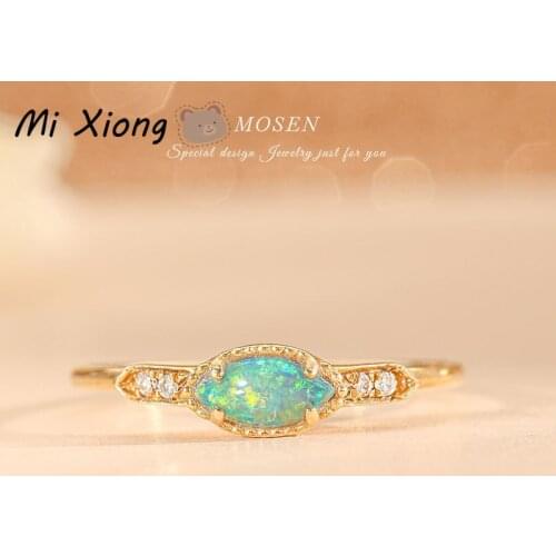 Mi Xiong s925 sterling silver gold-plated opal gemstone ring exquisite light luxury elegant charm ladies custom wedding brand