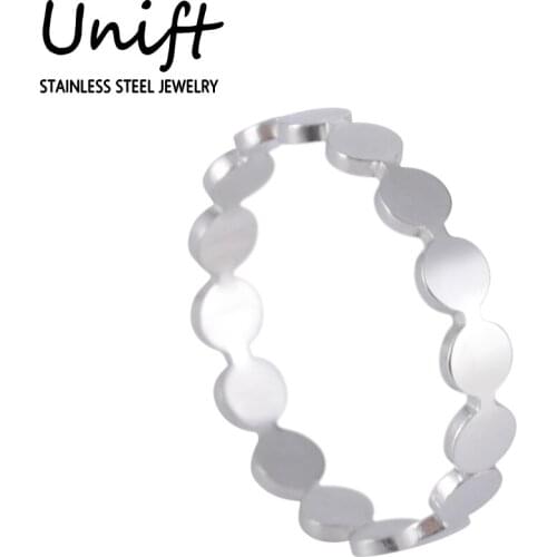 Unift Circle Round Discs Ring Simple Elegant Jewelry 2021 Trendy Stainless Steel Party Engagement Wedding Band Women Accessories