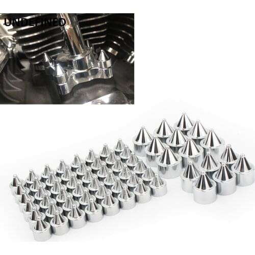 Motorcycle Engine Bolt Caps Topper Covers Engine Rocker Screw Nut 63pcs For Harley Softail Twin Cam 2000-2006 Black Chrome
