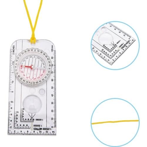 Camping Hiking Compass Zoom Map Orientation Tool Professional Map Scale Compass DC40-3A North Arrow Drawing Ruler