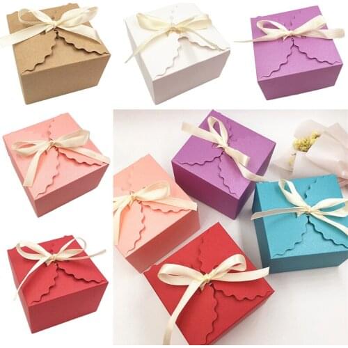 1Pcs color kraft paper gift box wedding party candy gift packaging box solid color biscuit gift box