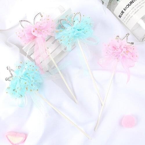 Ribbon Crown Wedding Cupcake Topper Ins Fashion Pink Star Heart Cake Topper For Girl Birthday Party Cake Decorations Baby Shower