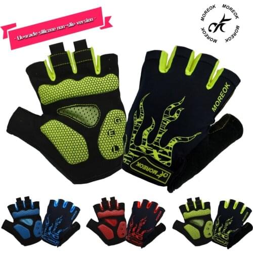 MOREOK Microfiber Beathable Anti slip Cycling Gloves Shockproof MTB Bike Riding Cyclist Bicycle Half Finger Biker Gloves