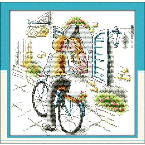 Kiss in the street cross stitch kit cartoon lovers count aida 14ct 11ct hand embroidery DIY handmade needlework supplies plus