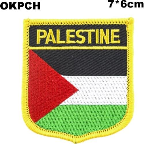Palestine Shield Shape Iron-on Flag Patch Embroidered Saw on Badges Patches for Clothing PT0027-S