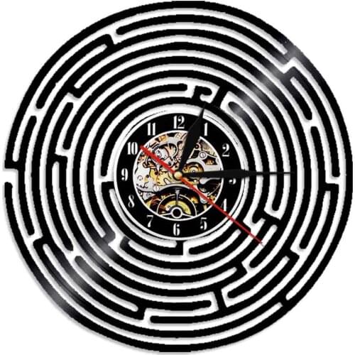 Abstract Labyrinth Vintage Design Vinyl Record Wall Clock For Living Room Mystik Maze Handicraft Art Carved Music Album Clock