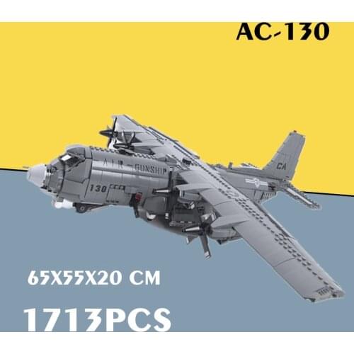 New 1713PCS Military Toys AC-130 War A10 Attack Fighter Airforce Plane Technical SWAT Figures Idea Building Block Brick Kid Gift