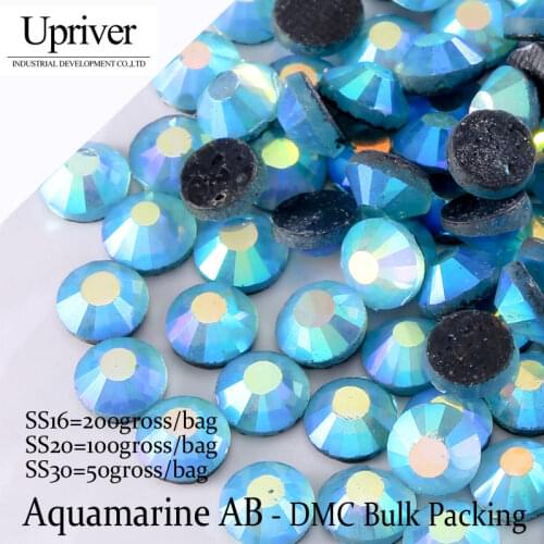 Upriver Wholesale Large Pack More Shiny Loose Flatback SS16 SS20 SS30 Aquamarine AB Hotfix Rhinestones