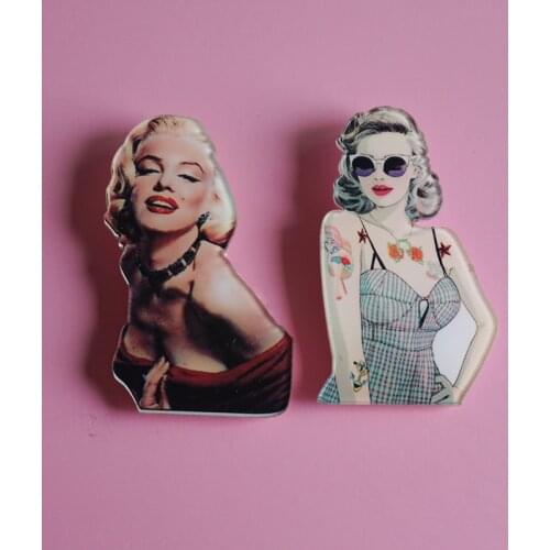 Sexy Marilyn Monroe Brooch Acrylic Brooch For Woman Man Collar Badges On Backpack Cartoon Lapel Pin Cute Icons Pins