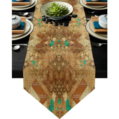 Retro Morocco Ethnic Diamond Lattice Table Runner Country Wedding Decor Tablecloth Placemat Dinning Table Art Table Runners
