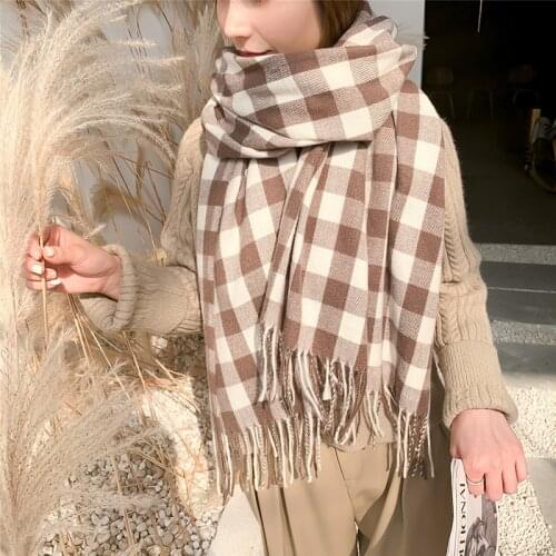 Luxury Cashmere Womens Scarf Spring Winter Plaid Cappa Opera Cape Wraps Female Tippet Bandana Scarves Headscarf