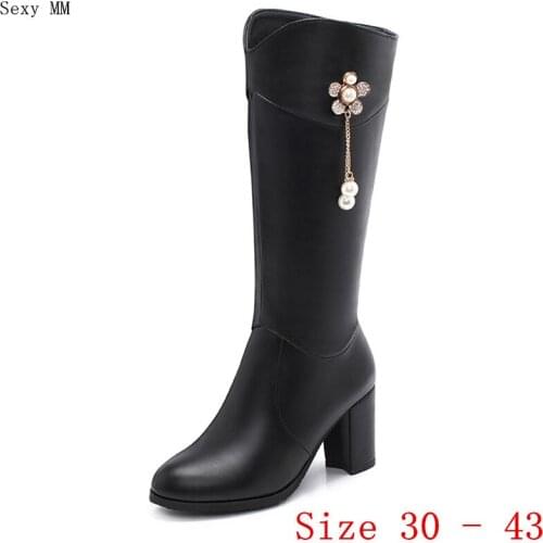 Spring Autumn Women Knee High Boots High Heel Shoes Woman Thigh High Boots Small Plus Size 30 31 32 33 - 41 42 43