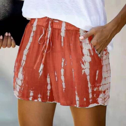 Comfort Cotton Shorts Women Tie Dye Print High Waist Woman Shorts Summer Casual Women Slim Hot Shorts 2XL Femme Short