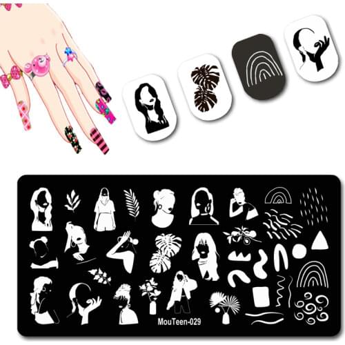 2021 European and American Style Nail Art Stainless Steel Young Lady Face Stamping Template Fashion Queen Nail Stamping #029