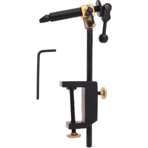 Stainless Steel Fly Tying Vise Steel Hard Jaws Rotating Fly Tying Vice C-Clamp Base Fly Tying Desk Tool Fly Fishing Accessories