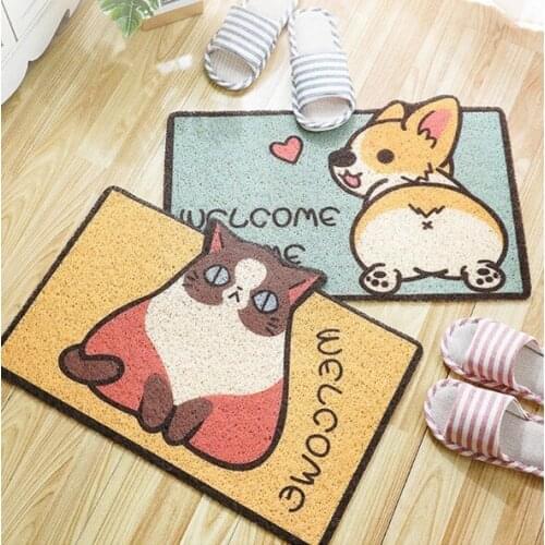 Thick Corgi dog cute cat for Living Room PVC Rug Children Bed Room Fluffy Floor Carpets Waterproof foot pad Home Decor Rugs Soft