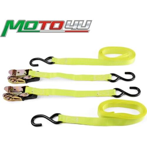 Universal S-hook Rachet Tie Down Straps 16Ft- 1000 Lbs Load Cap- 3000 Lb Break Strength-Cargo Straps For Motorcycle For ATV UTV