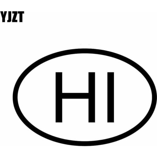 YJZT 13.1CM*8.9CM HI HAWAII COUNTRY CODE OVAL CAR STICKER VINYL DECAL Black Silver C10-01234