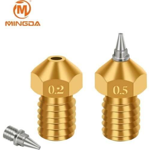 3D Printer Parts M6 V5 V6 Nozzle Airbrush Adapter Set 0.2/0.3/0.4/0.5mm Removable Stainless Steel Tips For E3D V6 Hotend 1.75mm