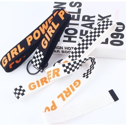 Girl Power Women Belt Fashion Harajuku Double D Ring Buckle 130cm Long Strap Female Letter Printing Canvas Belts for Jeans Plaid