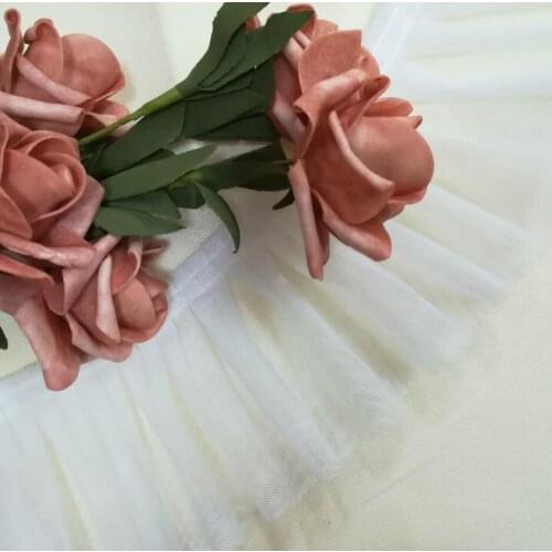 1Yard New Pleated Mesh Lace Fabric 9cm Guipure White Lace Ribbon Materials Sewing Dress Wedding Decoration Clothes dentelle V17