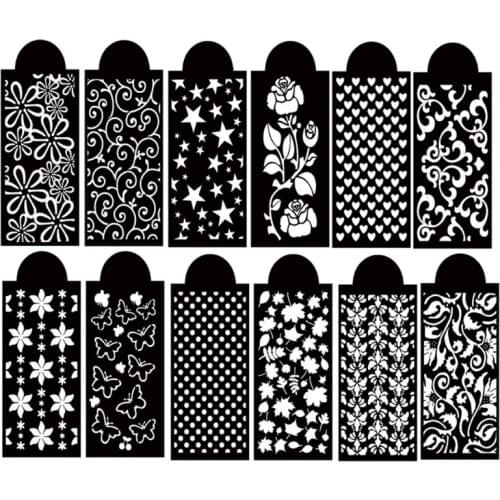 12pcs DIY Star Heart Drawing Stencils Templates Embossing Paper Card Painting Scrapbooking Stamp Album Decoration