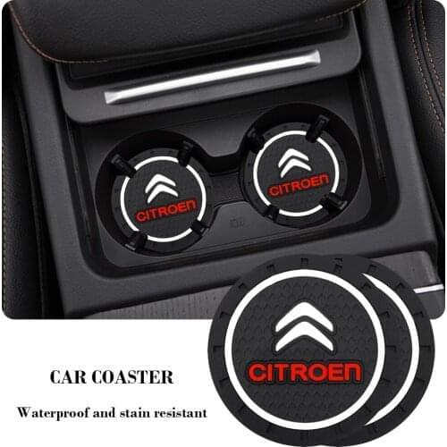 2PCS Car Coaster Anti-slip Pad Cup Holder Mat Bottle Car Styling For Citroen C4 C1 C5 C3 C6 C5 C8 DS C-ELYSEE VTS C4l Xantia DS3