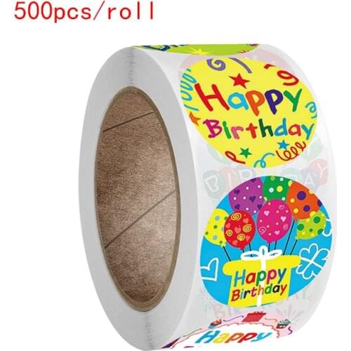 25mm/1 inch Cartoon Happy Birthday Stickers Gift Packing Decorative Stickers For Friends Party Decorative Stickers
