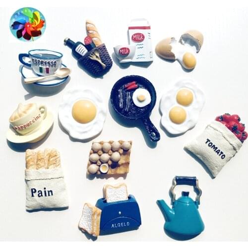 3D Bionic Food Fridge Magnet bread egg Creative Simulation bread egg pan Cute Refrigerator Magnetic Stickers Decoration Gift