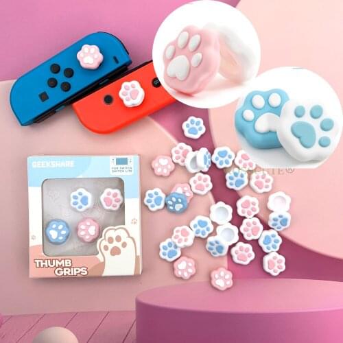 4Pcs Cat Claw Thumb Grip Cap JoyCon Joystick Silicone Protective Cover Controller Thumbstick Case Box For Nintendo Switch