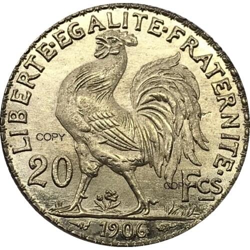 Aliexpress france France Gold 20 Francs 1906 Gold Marianne Rooster Brass Metal Copy Coin