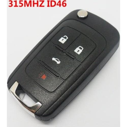 Car Alarm Car remote control For Buick NEW REGAL Chevrolet Malibu Flip Folding Smart Remote KEY 3+1 4 BUTTON 315MHZ ID46 CHIP