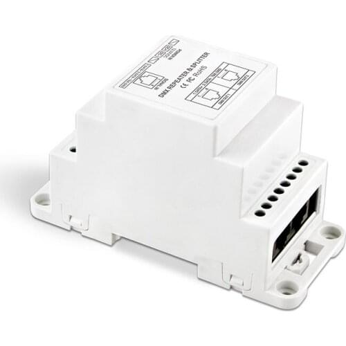 BC-812-DIN/BC-812-DIN-RJ45 DC12-24V DIN Rail led DMX512 Signal Amplifier One input channel,two output channels DMX controller