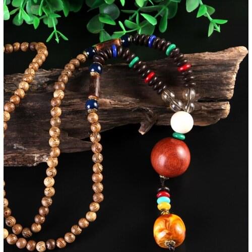 BOEYCJR 13 Styles Available PANGA-PANGA Wood Beads Necklace Handmade Jewelry Ethnic Vintage Pendant Necklace for Men or Women