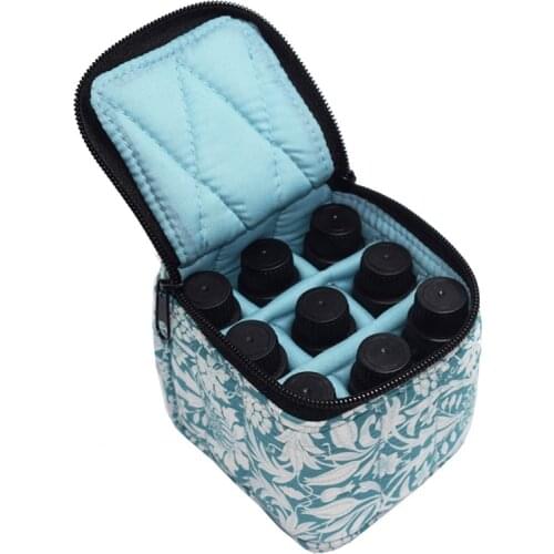 9 Bottles Essential Oil Carrying Case Shockproof Essential Oils Organizer Travel Bag Suitable (Blue)