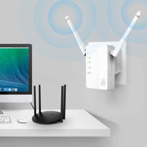 Dual Antenna 2.4G Wifi Repeater Home Office Wifi Signal Extender Wireless Signal Booster Amplifier