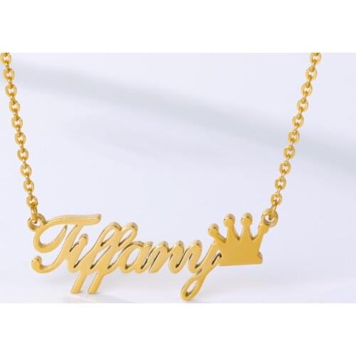 Customized Name Necklace Noble Jewelry Stainless Steel Personalized Crown Necklaces Pendants Best Friends Gifts Bijoux Femme