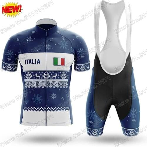 Suit Italia Xmas 2021 Cycling Jersey Set Summer Bicycle Clothing Road Bike Italy Mountain Bicycle Shirt Bib Shorts MTB Ropa