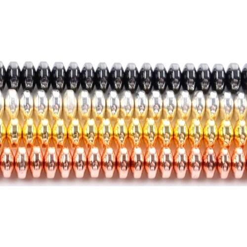 6*3mm Multicolor Hematite Stone Rondelle Beads Round Loose Spacer Natural Beads for Jewelry Making Bracelet Necklace Diy