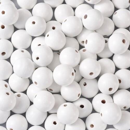 50/100pcs 25mm 30mm White Spray Painted Natural Wood Beads Round European Wooden Beads Spacers for Handcrafted Jewelry Making