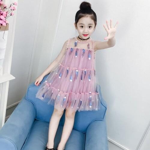 Summer Girl Clothes Kids Dresses For Girls Lace Feather Embroidery Dress Girl Party Wedding Dress Children Girl Princess Dress