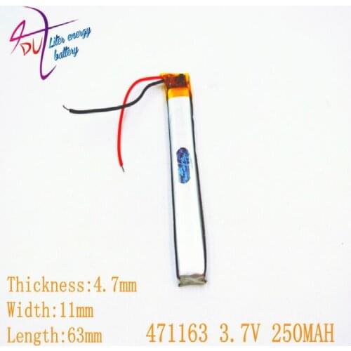 Liter energy battery lithium polymer battery 471163 3.7V 250MAH MP3 MP4 Bluetooth stereo headset DIY / Toys
